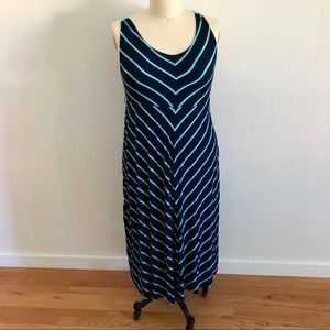 Maternity Plus Size - Navy Mint Stripe Dress Szxxl